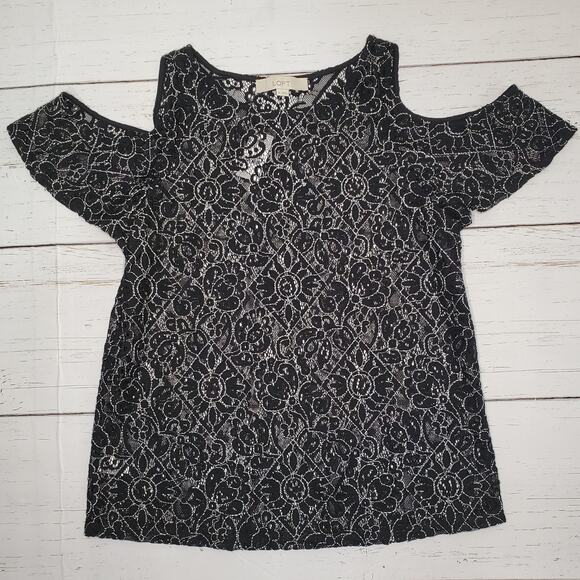 Loft Black Lace Top with Cold Shoulders X-Small - NWT - Picture 2 of 10